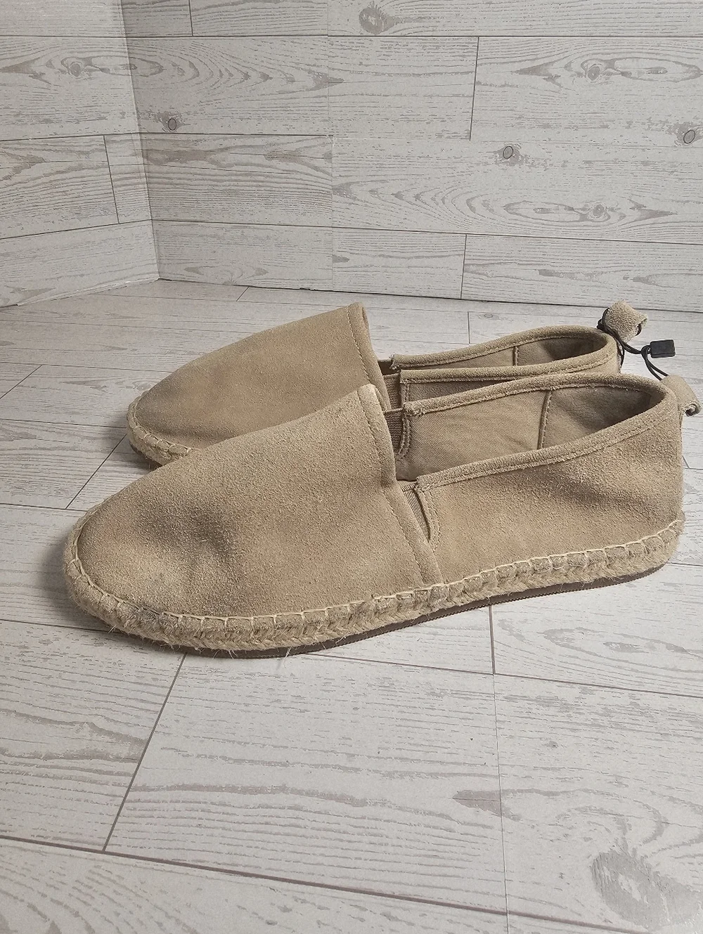 ZARA Suede Espadrilles Beige Slip-On Shoes Size 5.5 US / 38 EU NWT NO BOX